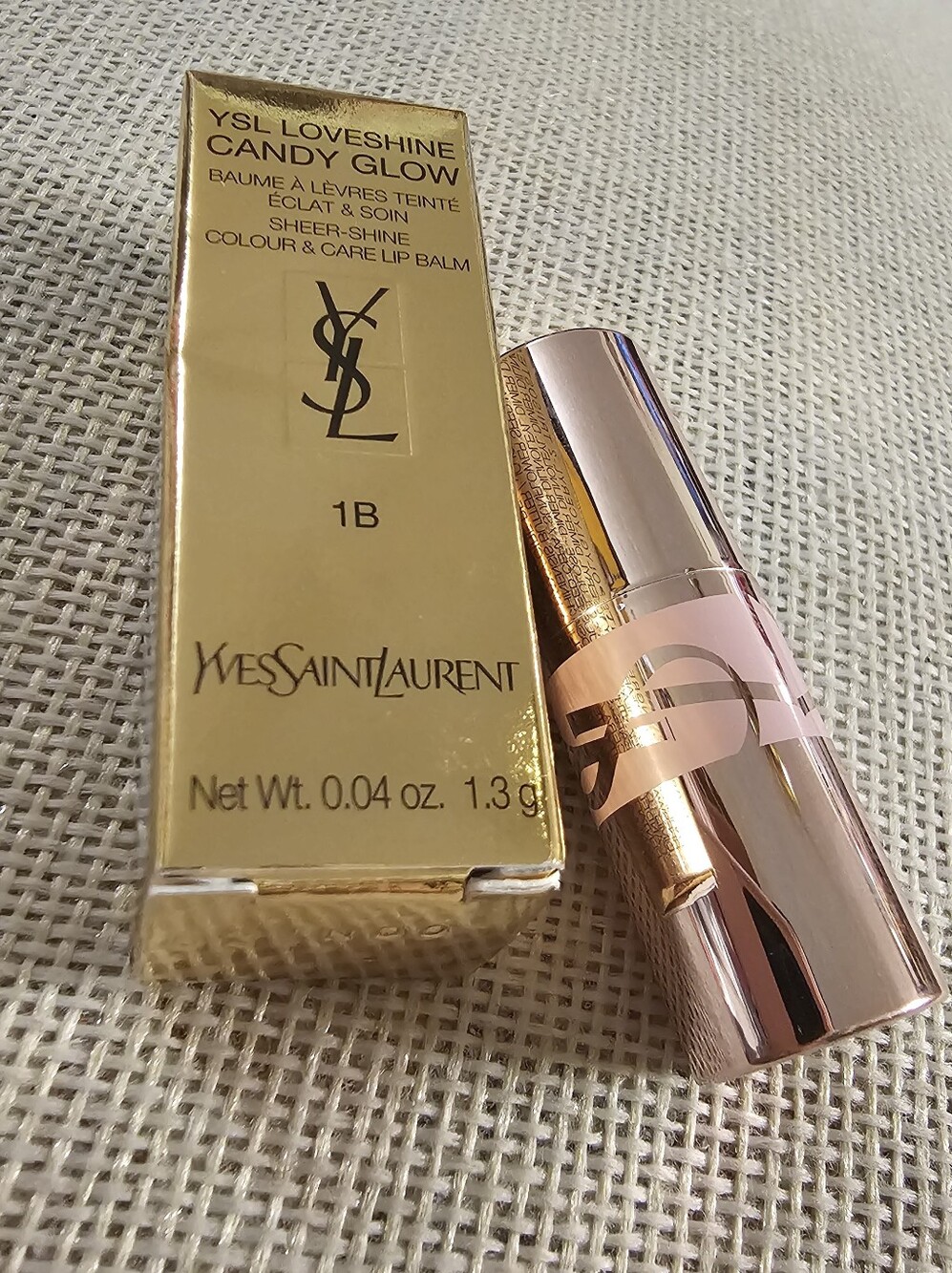YSL Loveshine Candy Glow Sheer Shine Lip Balm In 1B Pink Sunrise New In Box